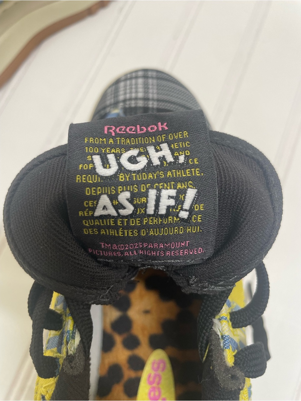 Reebok x Clueless Plaid Low-Top Sneakers - Yellow, Black & Pink women size 5.5 - Picture 7 of 13
